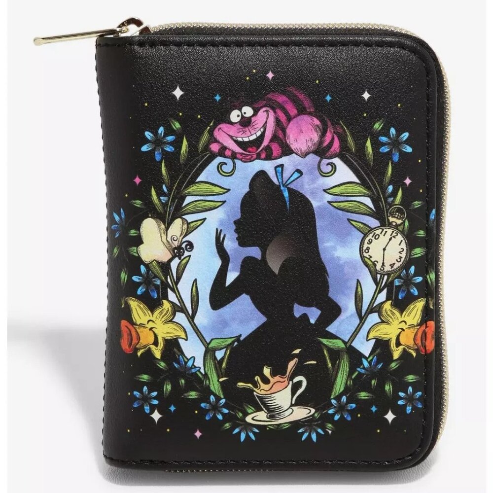 Loungefly Disney Alice In Wonderland Wallet Cheshire Cat Cameo Zip Around